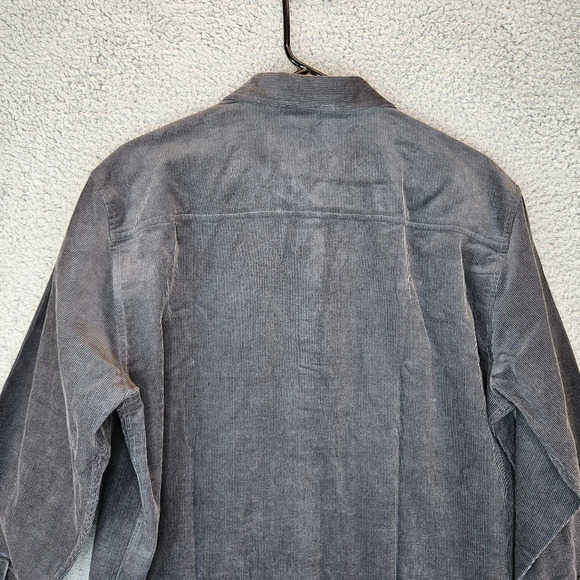 WestZeroOne Mens Charcoal Gray Corduroy Shirt Jacket Sz M All Cotton Button - Picture 8 of 10